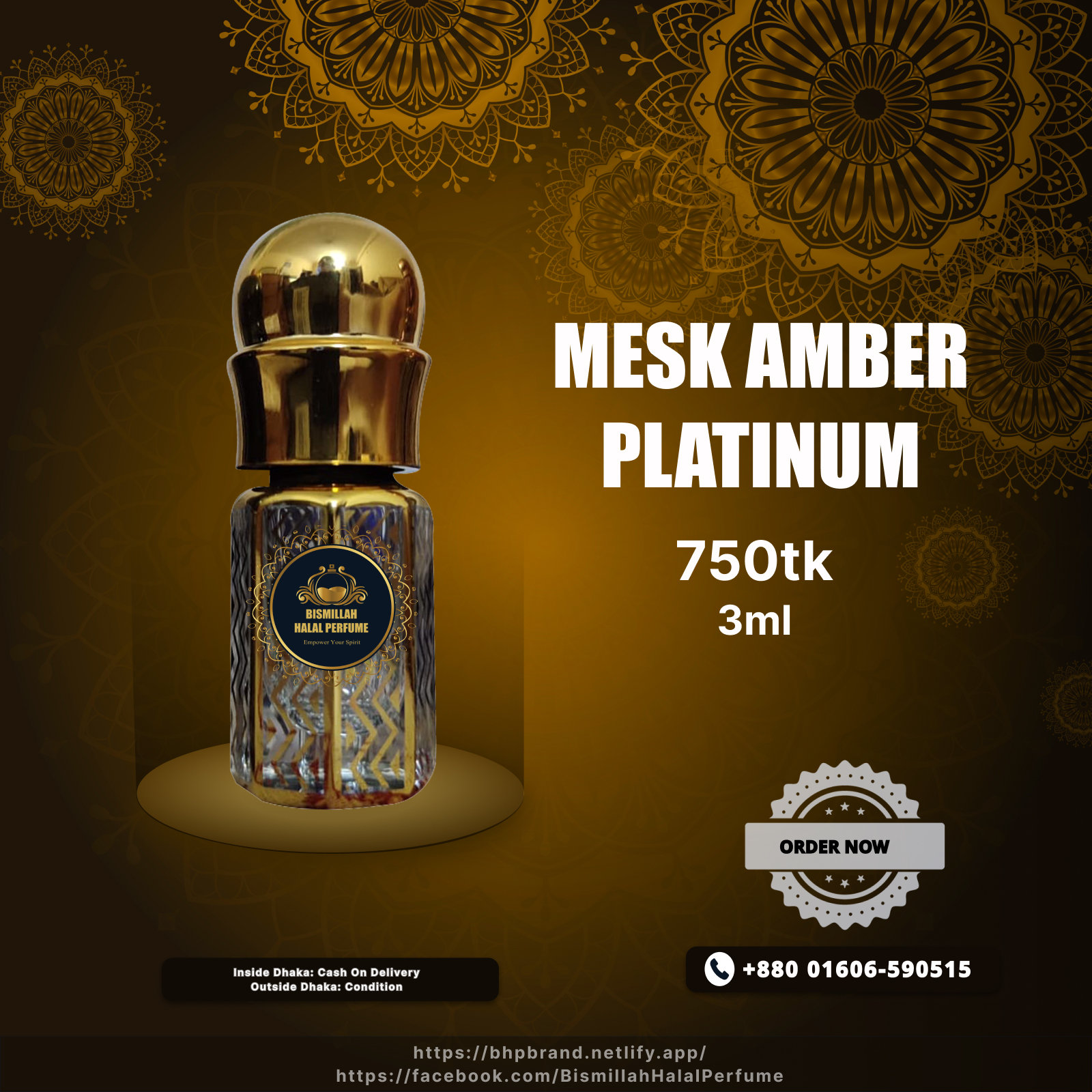 Bismillah halal perfume - BHP Mesk Amber Platinum